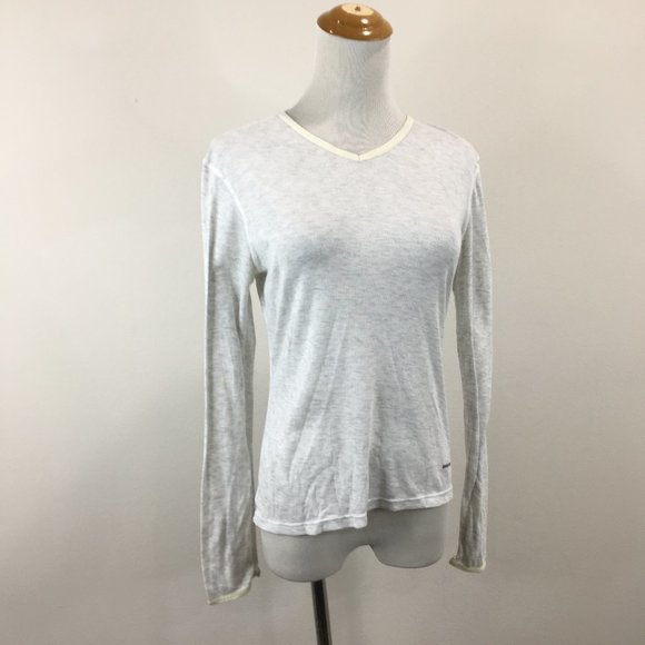 PATAGONIA Light Gray Papilene Long Sleeve V Neck Base Layer Shirt - Picture 1 of 14